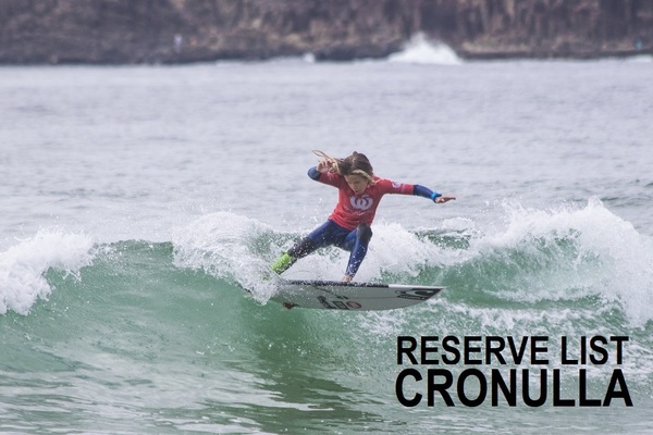 Woolworths Surfer Groms Comps 2018/19 - Cronulla - RESERVE LIST